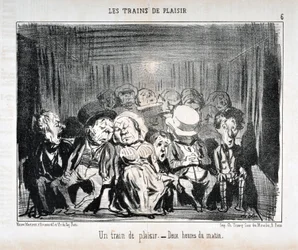 Opera di Honore Daumier (1808-1879) Charivari del 1852: Serie LES TRAINS DE PLAISIR -Un treno di piacere. - Due ore del mattino. MUSEO DI BELLE ARTI - PALAZZO LONGCHAMP, MARSIGLIA