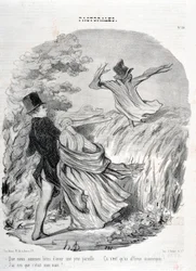 Opera di Honoré Daumier (1808-1879). Charivari del 1845: Serie PASTORALES Come siamo bravi ad avere tanta paura... Pensavo fosse mio marito! MUSEO DELLE BELLE ARTI - PALAZZO LONGCHAMP, MARSIGLIA