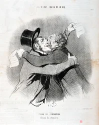 Opera di Honore Daumier (1808-1879) Charivari del 1845: Serie LES BEAUX DAYS DE LA VIE. Fusione di società - Esito degli azionisti. MUSEO DELLE BELLE ARTI - PALAZZO LONGCHAMP, MARSIGLIA