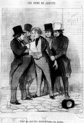 Gioco che può essere cacciato in tutte le stagioni, tratto dalla serie "Gens de Justice", serie di caricature sulla Giustizia di Honore Daumier (1808-1879). "Charivari"
