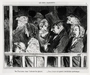 Bravi parigini: parigini in attesa di divertimento, due ore di coda davanti a un qualche teatro. Illustrazione di Honoré Daumier (1808-1879), pubblicata su «Le Charivari», datata 5 marzo
