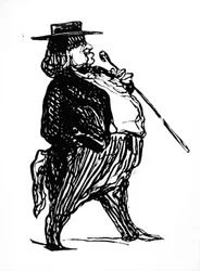 Honoré de Balzac (1799-1850) con un bastone, probabilmente disegnato per il libro «Physiologie du Rentier», ca. 1841