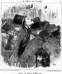 Davanti ai quadri di Meissonnier, tratto da "Quadri e Saloni", serie di cartoni animati di Honore Daumier (1808-1879). "Charivari"