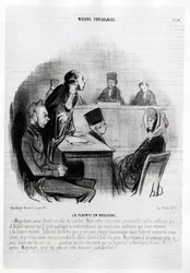 Matrimonio: Denuncia di adulterio. Illustrazione di Honore Daumier (1808-1879), pubblicata nelle notizie in "Charivari", datata 20 novembre 1840.