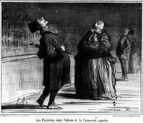 Parigini in attesa della famosa cometa, caricatura di Honore Daumier (1808-1879). "Charivari"