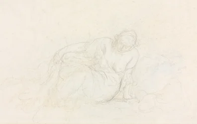 Donna reclinata appoggiata sul braccio (verso)