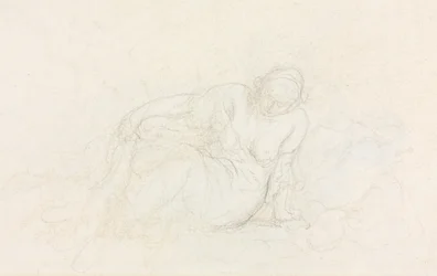 Donna reclinata appoggiata sul braccio verso, 1855-60