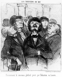 I parigini nel 1852 esaminano il nuovo soffitto dipinto da Delacroix al Louvre, tratto da 