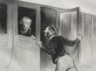 Le ferrovie, tavola 11: Il pericolo di dormire durante un viaggio, 1843