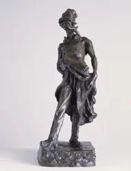 Il ratapoil, un vignettista politico che rappresenta il becchino della Repubblica. Scultura in bronzo con sabbia di Honore Daumier (1808-1879)