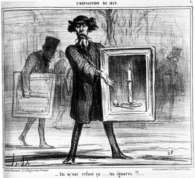 Mi hanno rifiutato... gli ignoranti!!... , tratto da "Quadri e Saloni", serie di cartoni animati di Honore Daumier (1808-1879). "Charivari"
