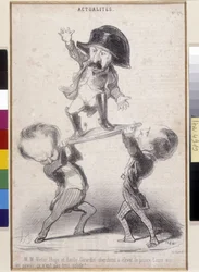 Victor Hugo ed Emile de Girardin che sostengono la candidatura di Napoleone Bonaparte. Caricatura di Honore Daumier (1808-1879) apparsa su "Le Charivari". Casa letteraria di Victor Hugo, Bievres