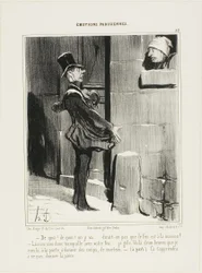 "- Va bene, va bene, arrivo - si potrebbe pensare che la casa stia andando a fuoco! - Basta parlare del tuo fuoco!... Sto congelando. Sono due ore che batto alla porta. -(a parte) così la prossima volta impari a non dare la mancia!", piatto 32 da Émotions 