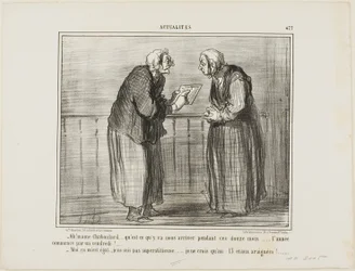 "- Oh, Madame Chaboulard, mi chiedo cosa succederà nei dodici mesi a venire... il nuovo anno inizia di venerdì! ... - Non mi interessa, non sono superstiziosa... credo solo nel numero 13 e nei ragni!", tavola 477 da Actualités