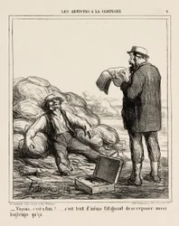"- Bene, avete finalmente finito... dopo tutto è faticoso rilassarsi per così tanto tempo", piatto 1 di Les Artistes A La Campagne