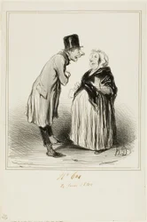 "- Ebbene sì, è vero, la figlia di Mame Chopin si è sposata ieri con il figlio di Durand. Ho appena parlato con il giovane e da quello che mi ha detto (in piena confidenza), lei deve averne avuti di strani prima di lui...", tavola 6 da Les Parisiens