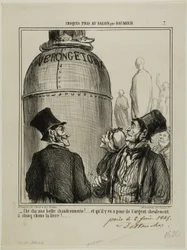 "Sì... questo è quello che io chiamo un lavoro splendido .... e per soli cinque sous al chilo... ne vale davvero la pena!", piatto 7 da Croquis Pris Au Salon par Daumier