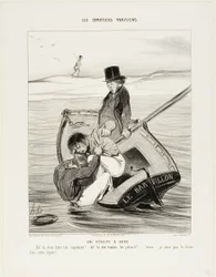 Una rivolta a bordo. "- Ah! Vuoi essere il capitano di te stesso!... - Ah! Mi tratti come un idiota... Ehi... Spero che la Senna lavi questo insulto!", tavola 13 di Les Canotiers Parisiens.