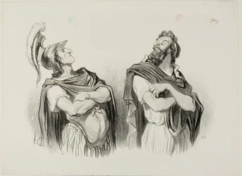 Achille e Agamennone. Achille: "- E cosa me ne importa della tua Troia!", piatto uno delle Physionomies Tragiques.