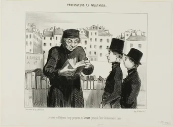 Giovani e puliti studenti delle superiori, cercano persino di vendere il loro dizionario di latino, tavola 24 da Professeurs et Moutards (Professori e canaglie)