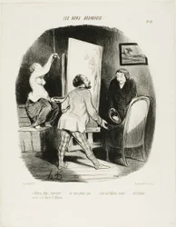 "Entrate, Monsieur, non siate timido. È un quadro vivente.... proprio come (si vede) alla Porte St. Martin", piatto 62 da Les Bons Bourgeois