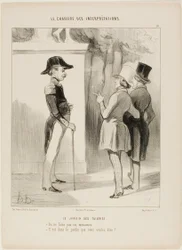 I giardini delle Tuileries. "Non si fuma qui, signore! - Intende dire in giardino", tavola 10 da Le Chapitre Des Interprétations