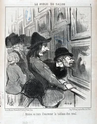Opera di Honore Daumier. Charivari del 1852: Serie LE PUBLIC DU SALON - "Artisti che esaminano il dipinto di un rivale" MUSEO DELLE BELLE ARTI - PALAIS LONGCHAMP, MARSIGLIA