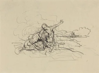 Centauro che porta via una donna (penna e inchiostro nero con lavatura su pastello su carta vergata)