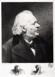Ritratto di Honore Daumier (1808-1879), incisore, pittore e scultore francese. Incisione di suo figlio Boulard