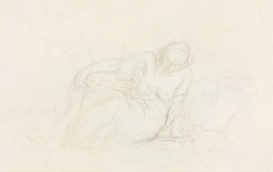 Donna reclinata appoggiata sul braccio (verso)