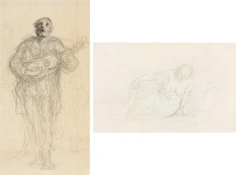 Chitarrista che canta (recto); Donna reclinata appoggiata sul braccio (verso)