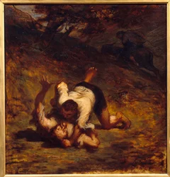 Ladri e asino. Illustrazione della favola di Jean de La Fontaine