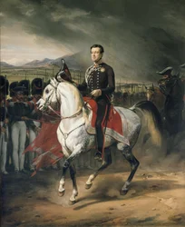 Ritratto di Carlo Alberto Amedeo di Savoia, re di Sardegna, a cavallo