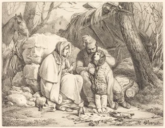 Famiglia di soldati accampata