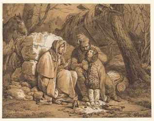 Famiglia di soldato accampata