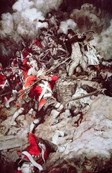 Salirono sul parapetto e andarono oltre la cima, alla rinfusa, contro i britannici