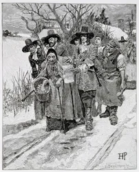 Arresto di una strega, inciso da J. Bernstrom, illustrazione da 