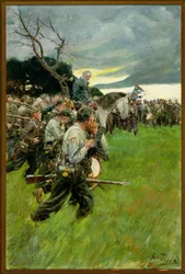 Il suo esercito si sciolse e lo seguì piangendo e singhiozzando, da 