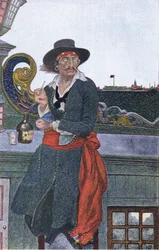 Kidd sul ponte della Adventure Galley, da Howard Pyles Book of Pirates pubblicato da Harper & Bros, 1921