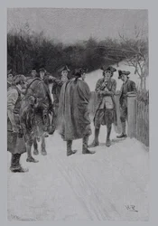 Paul Revere porta notizie a Sullivan, inciso da F.H. Wellington, illustrazione da 