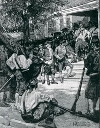 La folla di Shays in possesso di un tribunale, illustrazione da 