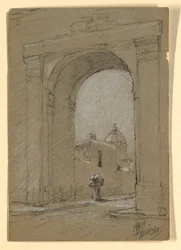 Disegno, Porta di una città in Messico, 1888