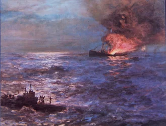 Nave mercantile bombardata da un U-boat tedesco nella Seconda Guerra Mondiale