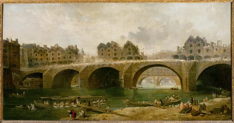 Demolizione delle case sul ponte di Notre-Dame a ...