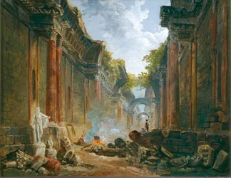 Vue imaginaire de la Grande Galerie en ruine - Veduta immaginaria della Grande Galleria in rovina ...