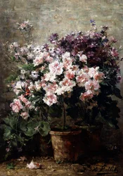 Composizione floreale. Dipinto di Hubert Bellis (1831-1902 Belgio) Collezione privata