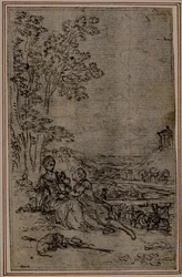 Studio per vignetta in "Les Amours de Mirtil" di Fontanelle (attr.), Canto I