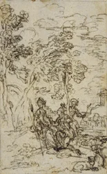Studio per vignetta in "Les Amours de Mirtil" di Fontenelle (attr.), Canto III