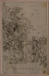 Studio per vignetta in "Les Amours de Mirtil" di Fontenelle (attr.), Canto II