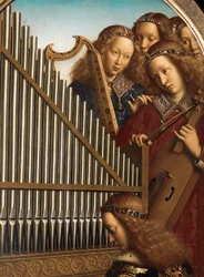 Musicisti angeli con Santa Cecilia, dal Polittico di Gand